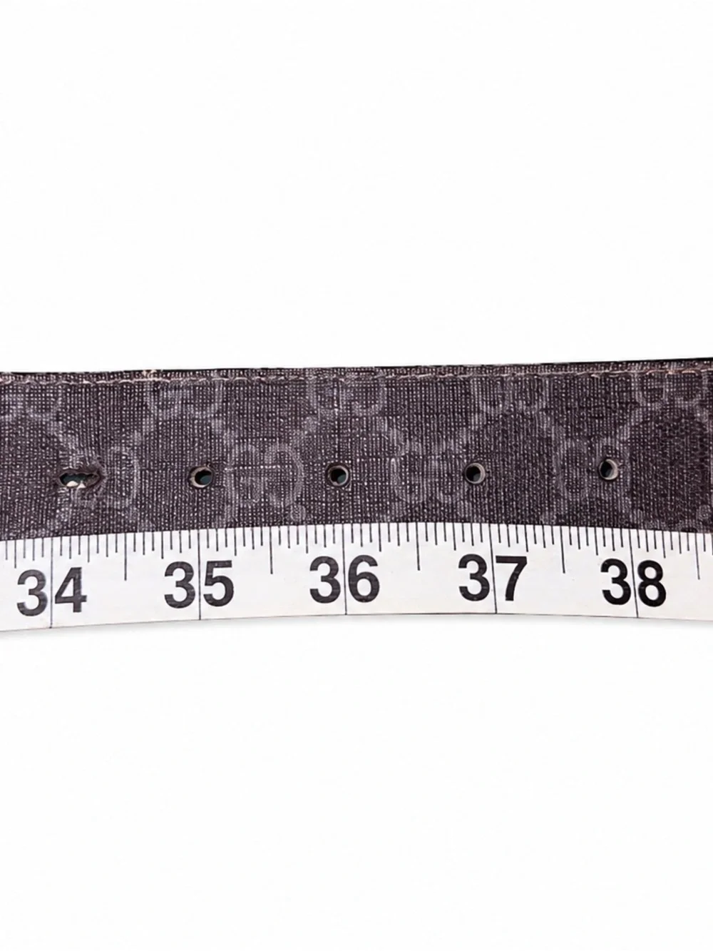 Gucci Interlocking G GG Supreme Canvas Belt Black Leather Size 95/38